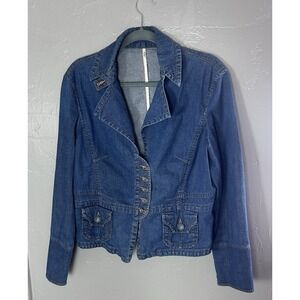 Women's French Dressing Jeans  Jacket Baby Blue Buttons Tailored Fitted Size? L?